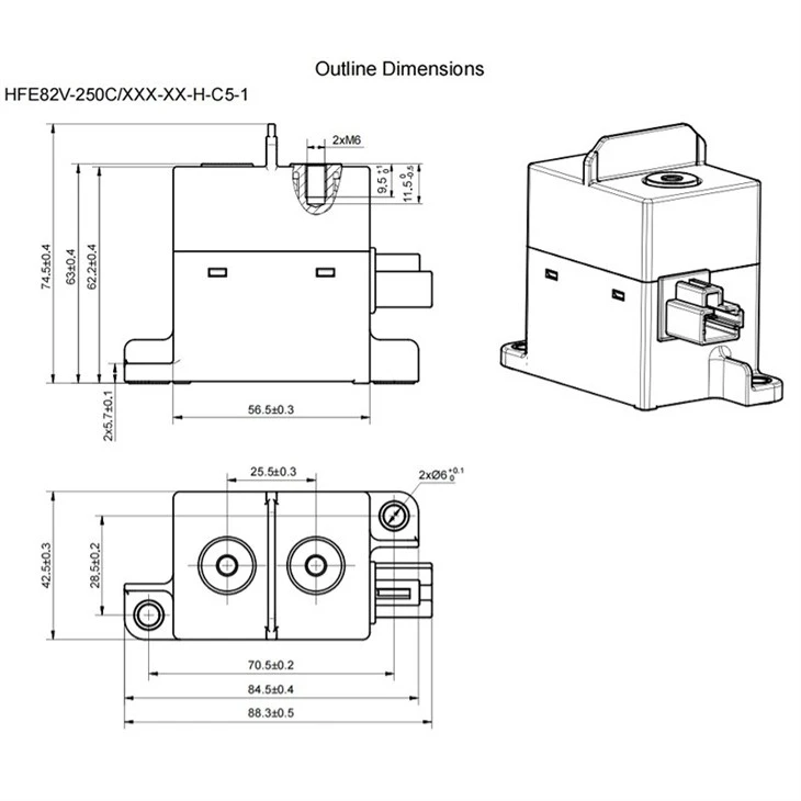 HFE82V-250C HONGFA 450V 750V 250A Contactor Relay suppliers